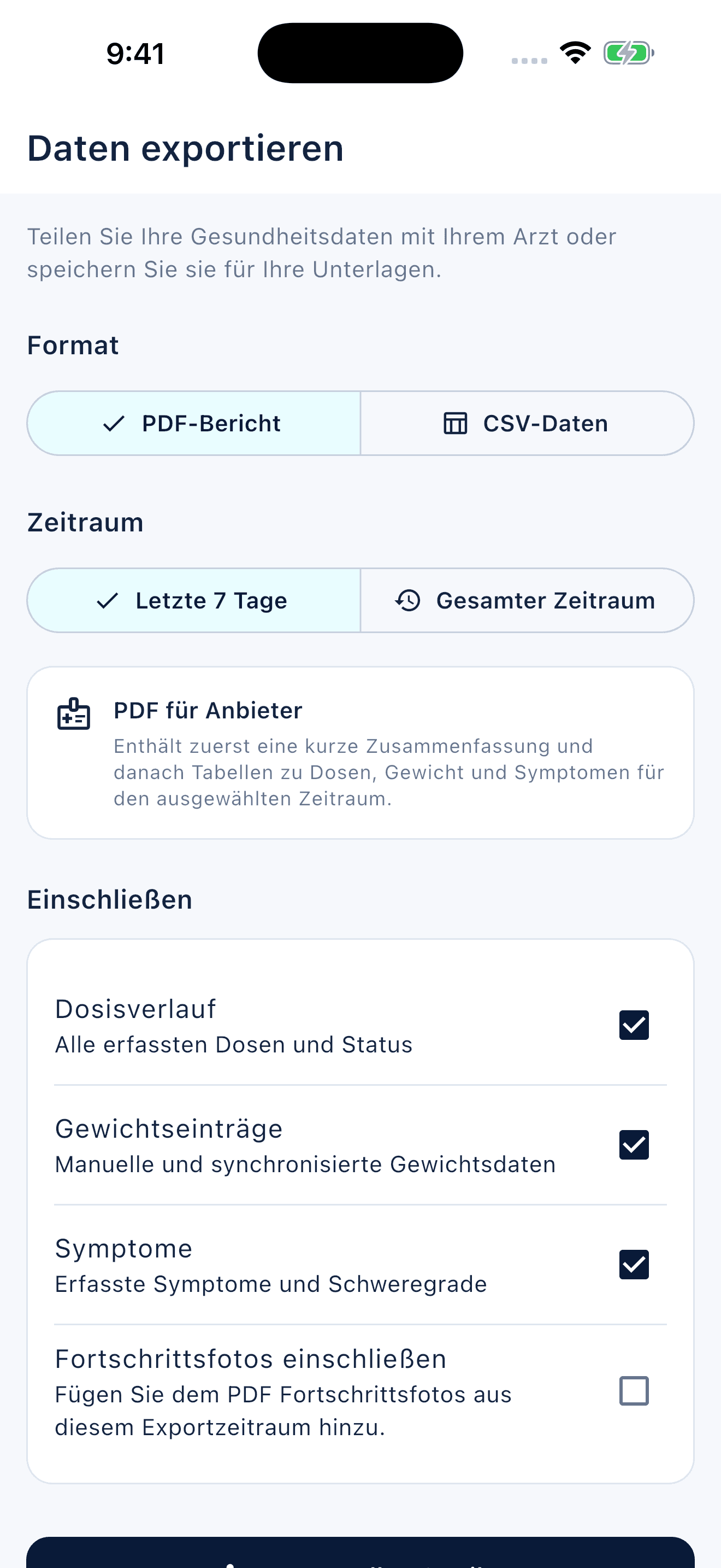 Peptiva: Dein Bericht für den Termin