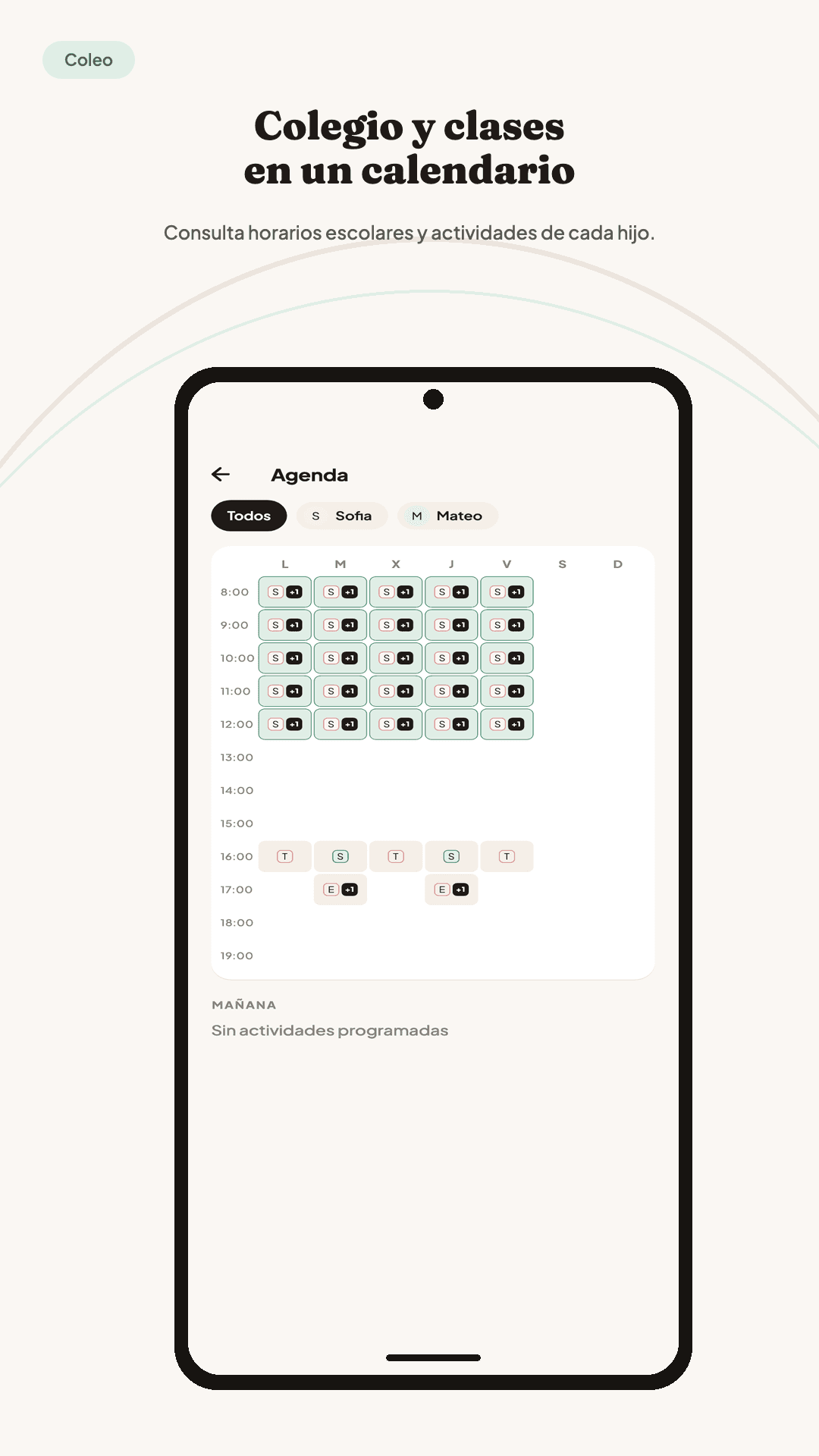 Material gráfico de vista previa de Coleo para Google Play con registros familiares de demostración (2)