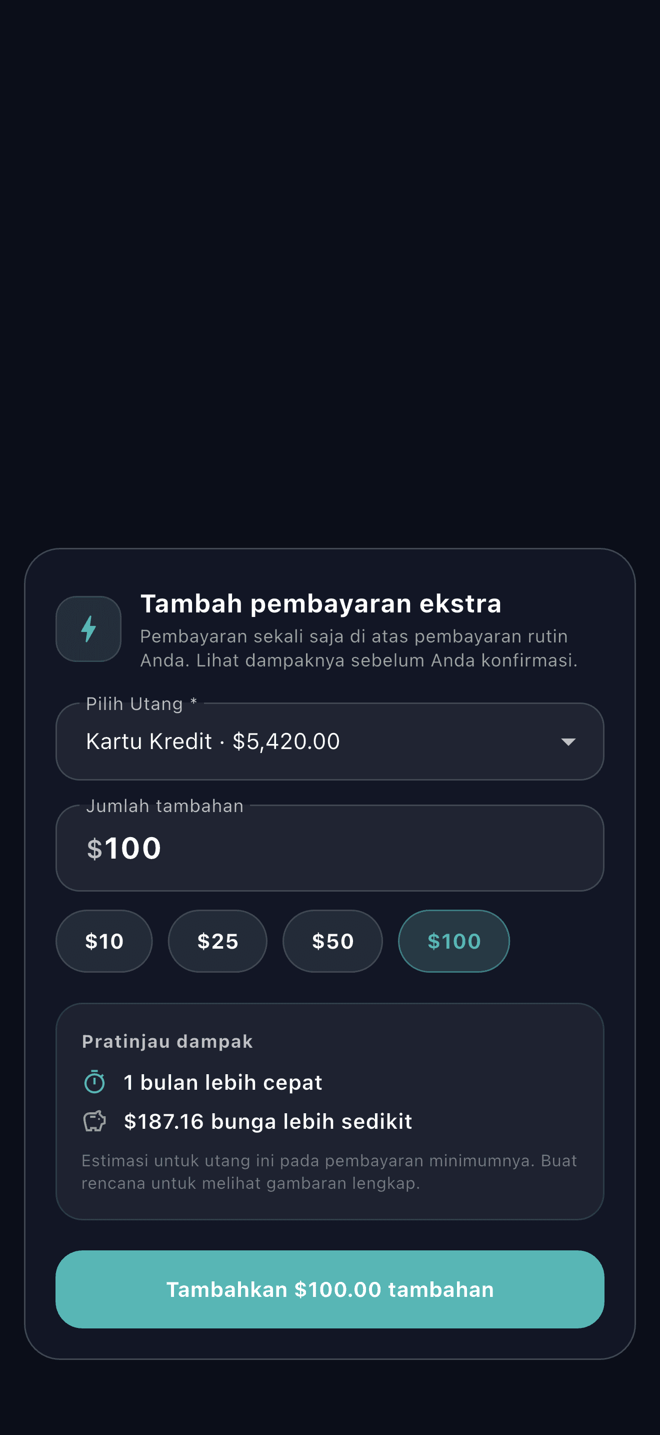 Tampilan ringkasan aplikasi perencanaan utang Payooo (1)