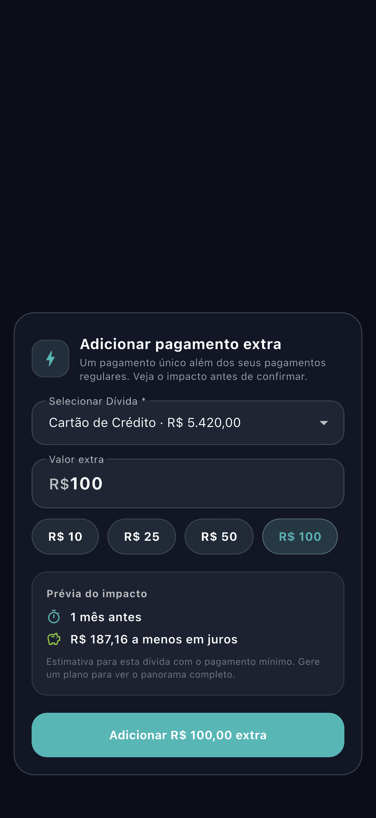 Visão geral do aplicativo Payooo para planejamento de dívidas (1)