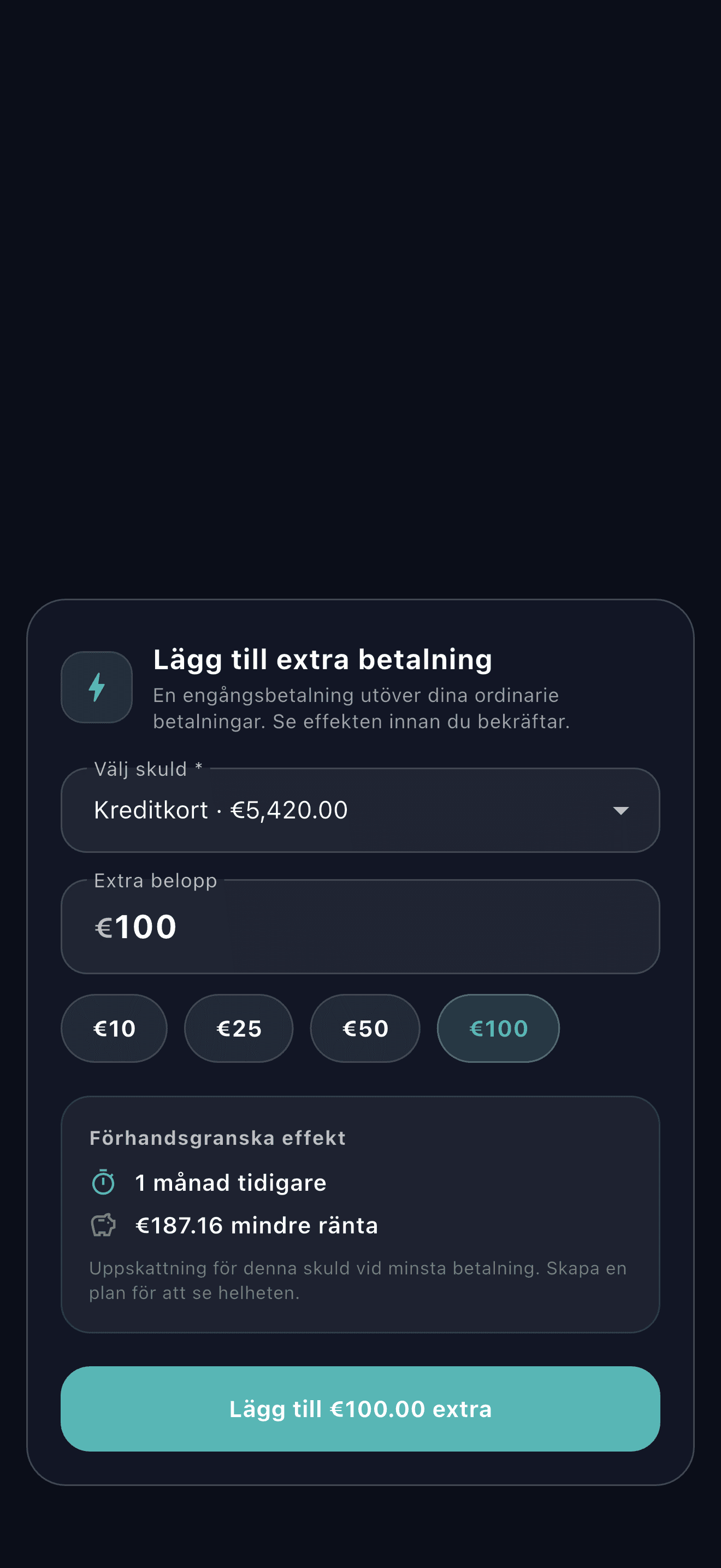 Översikt av skuldplaneringsappen Payooo (1)