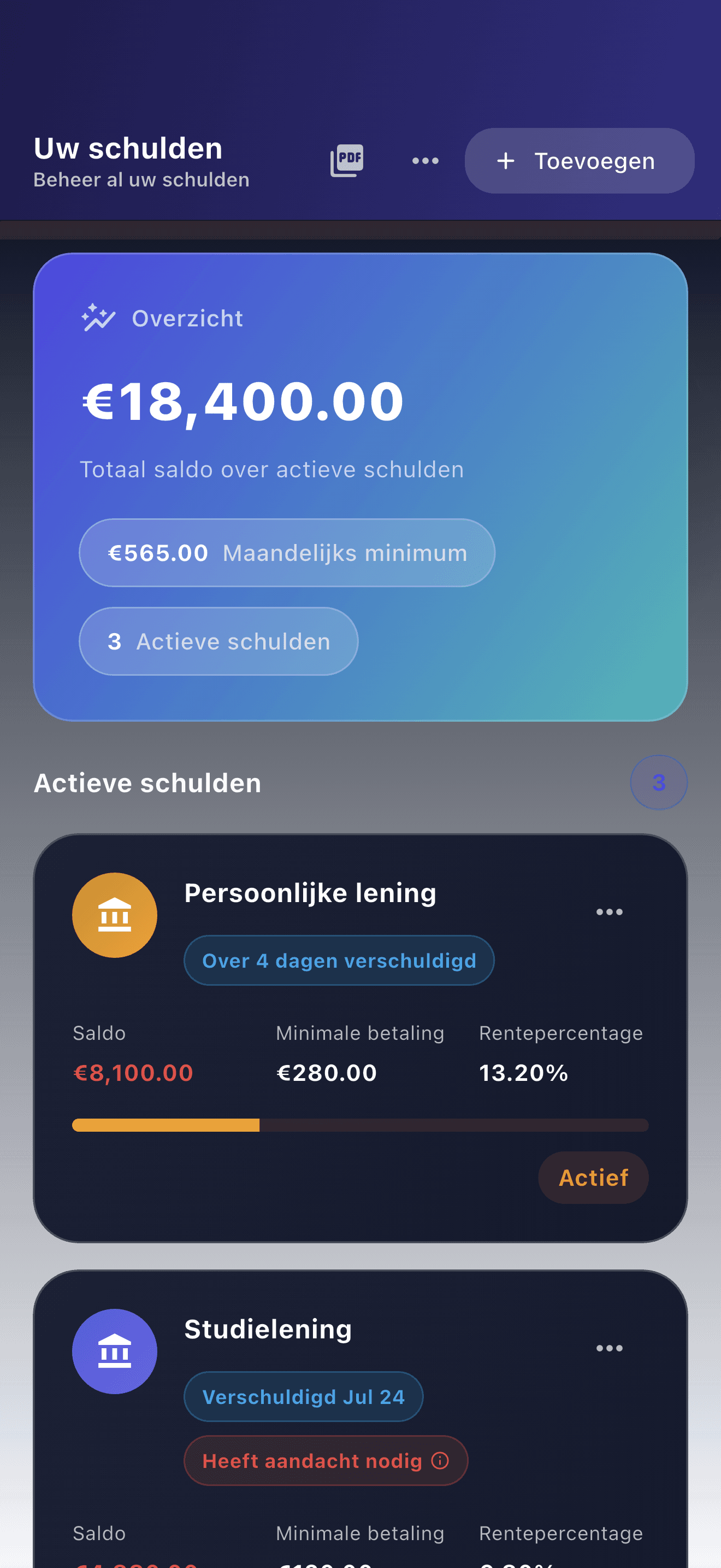 Overzicht van de schuldenplanner Payooo (1)