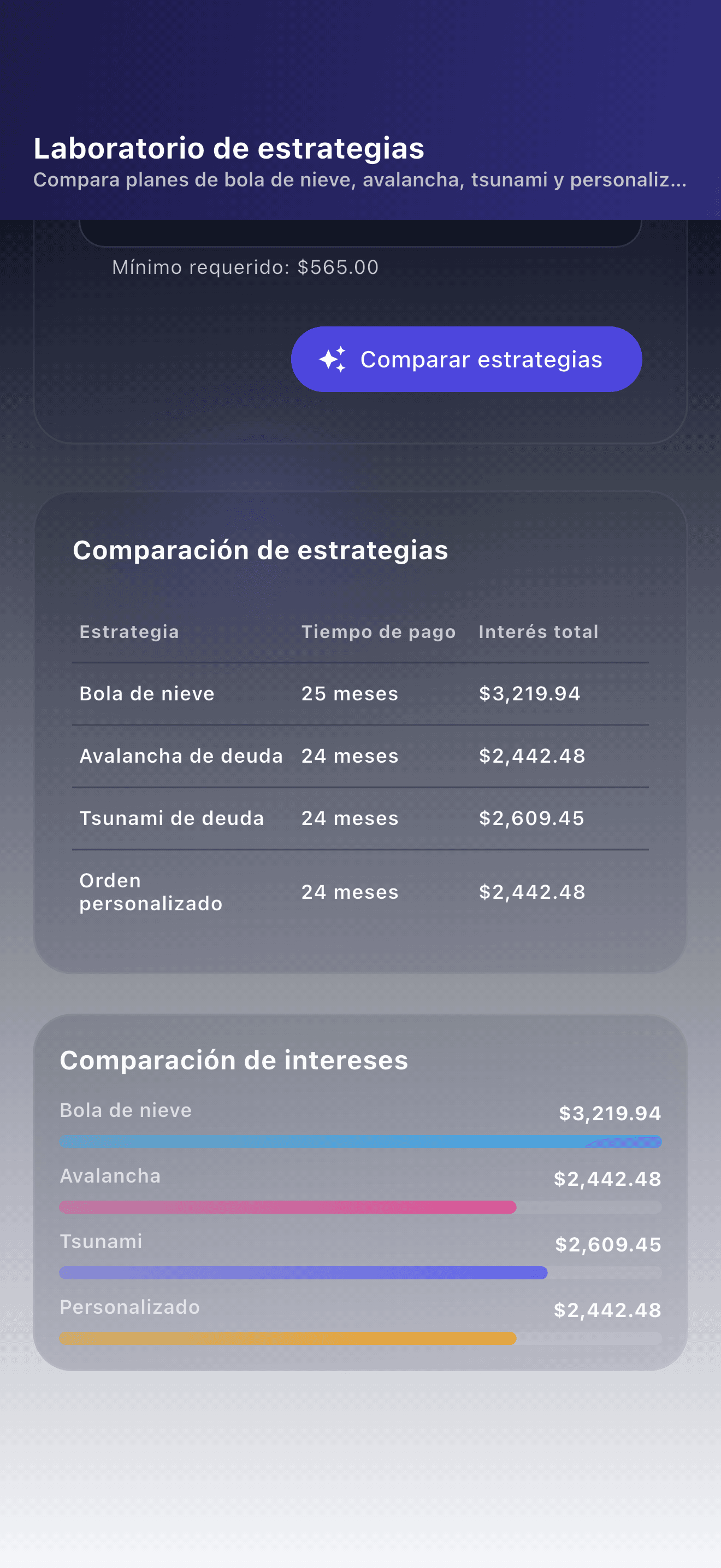 Vista general de planificación de deudas en Payooo (2)