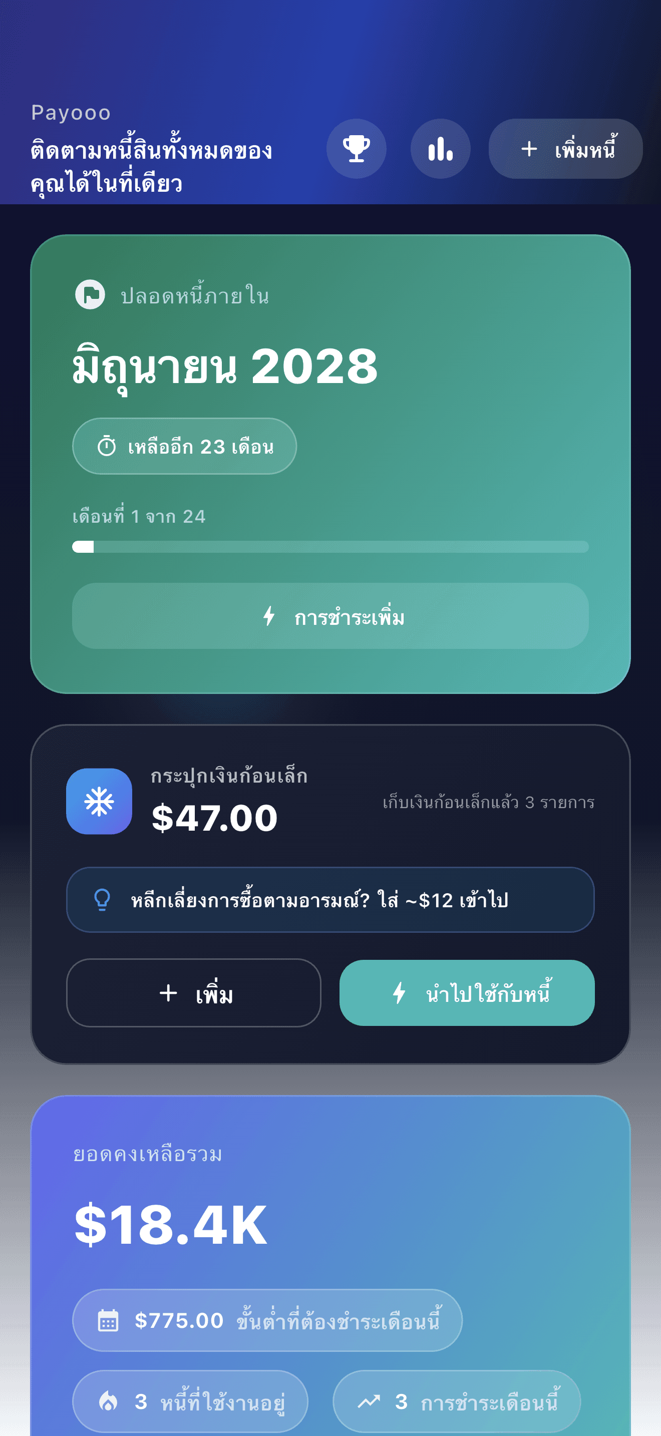 ภาพรวมแอปวางแผนหนี้ Payooo (1)