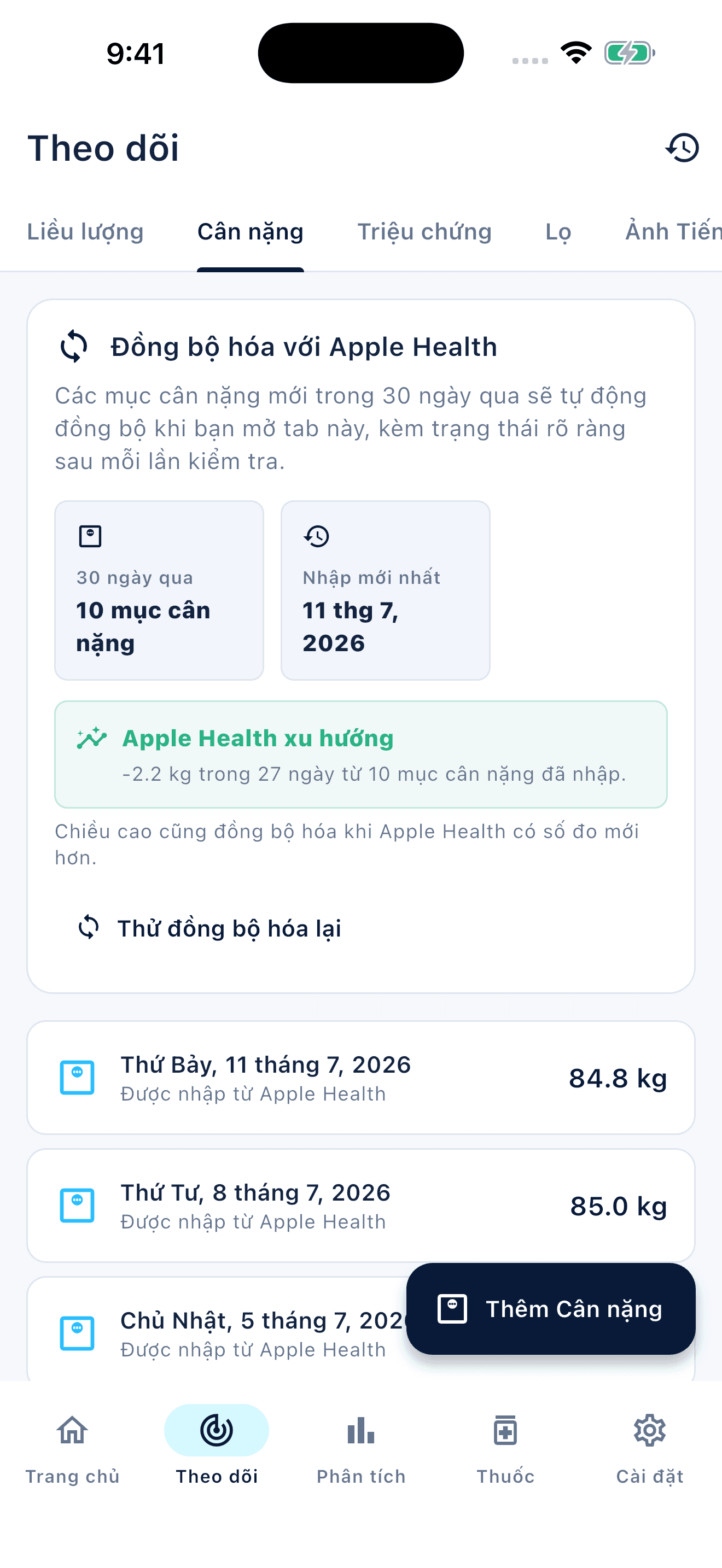 Tổng quan theo dõi Peptiva trên điện thoại (1)